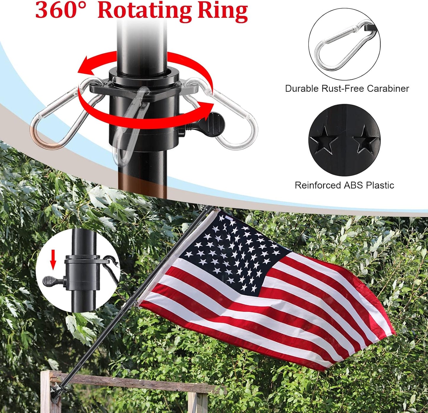 Soporte poste bandera exterior 6" resiste 3x5 y 4x6