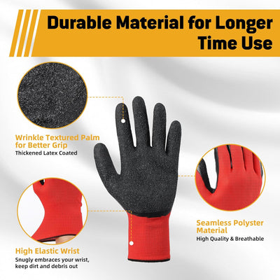 Guantes trabajo látex arrugado antideslizante hombre mujer