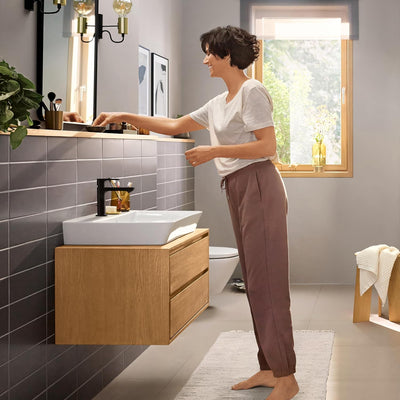 Grifo lavabo baño montaje drenaje emergente 1.2 GPM negro
