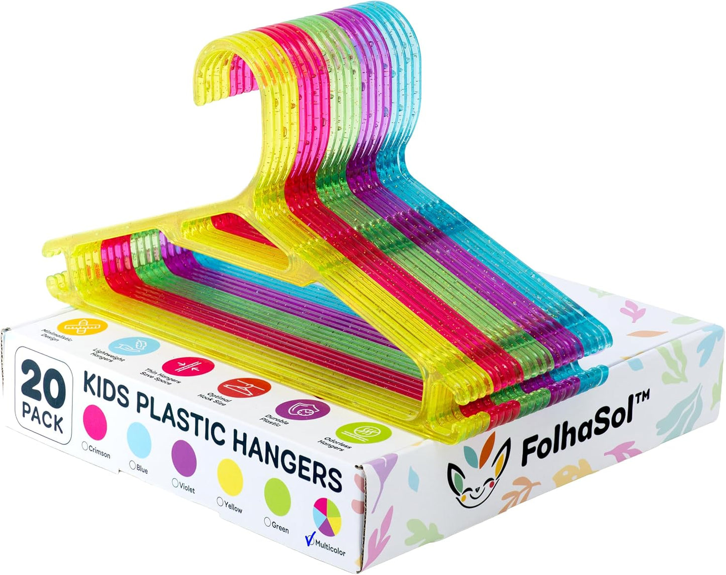 Perchas plástico translúcidas para bebé 11.4" set 20