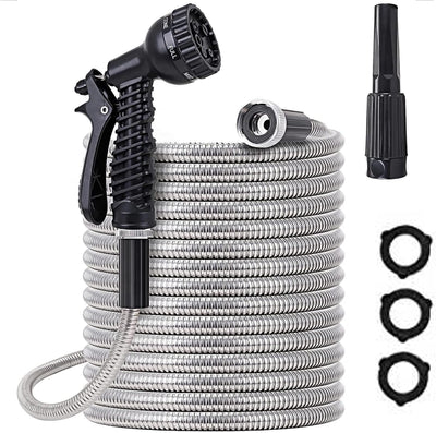 Manguera jardín acero inox 304 75ft con conector hembra a macho