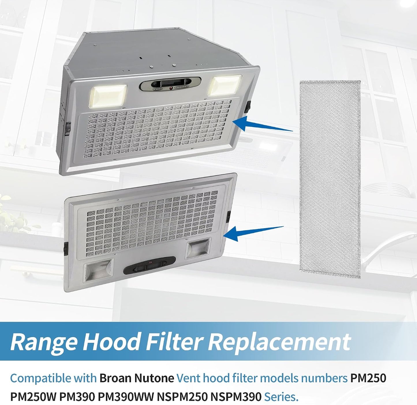 Filtro campana extractora Broan PM250 PM390 aluminio