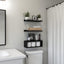 Estantes flotantes para baño con riel metal y cubo