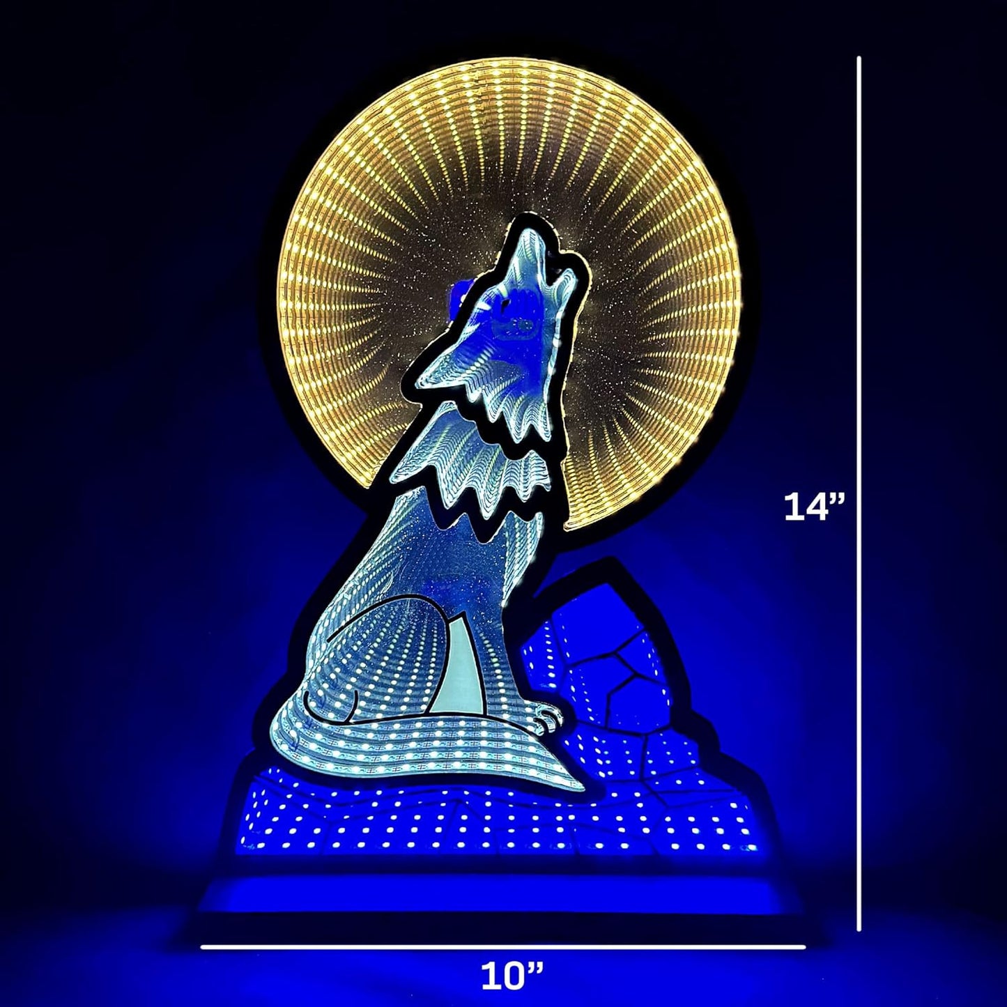 Luz nocturna espejo infinito lobo para niños