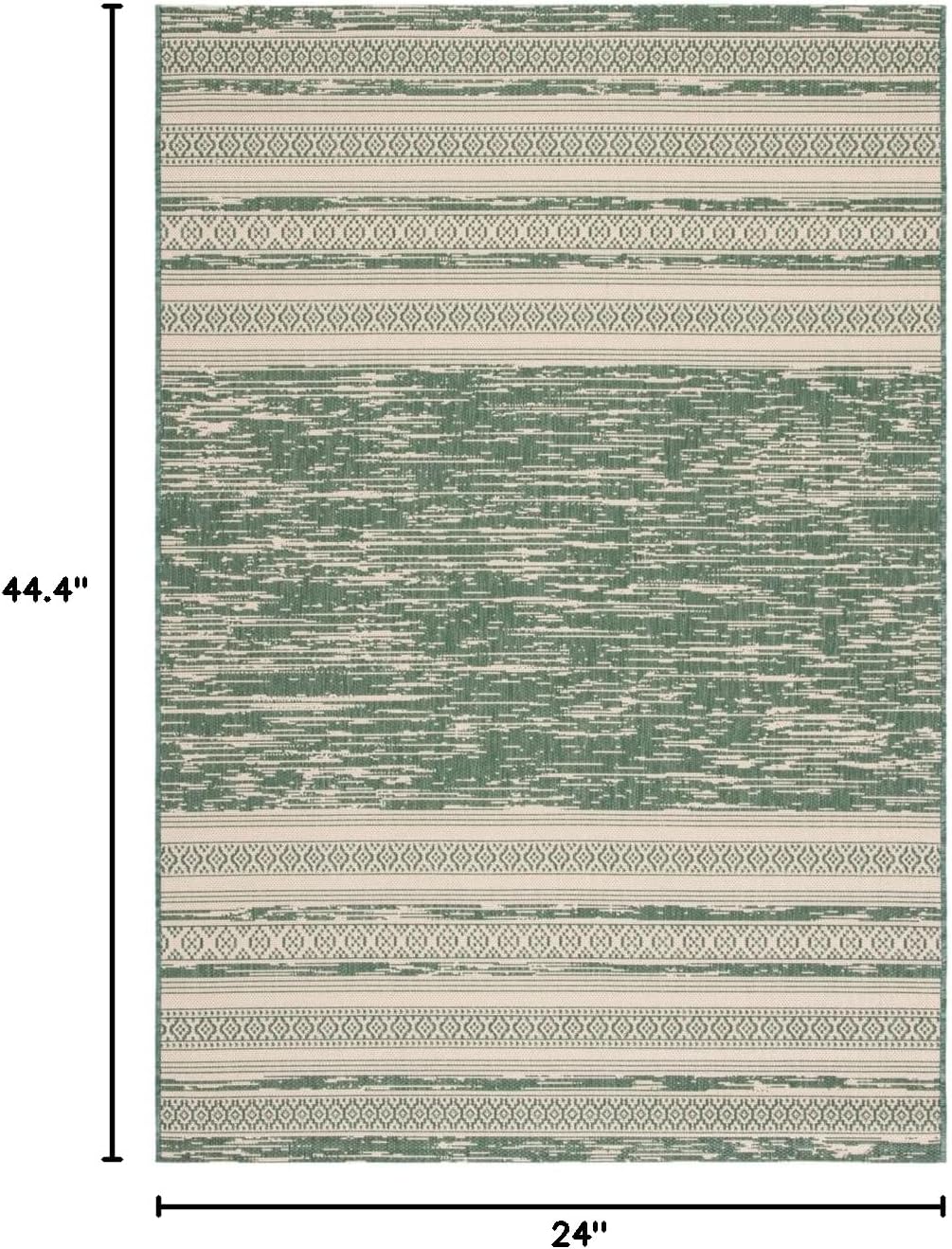 Alfombra decorativa 2x3ft 7pulg verde oscuro y beige para patio