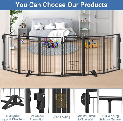 Puerta metal para perros y gatos extra ancha plegable 36"
