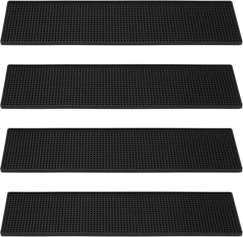 4 Alfombrillas Goma Negras 6x24pulg Antiderrap Bar
