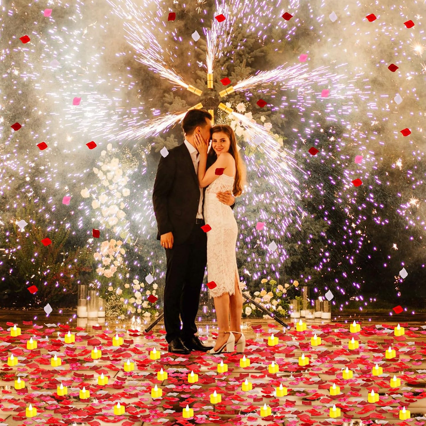 6000 Pzas Pétalos Rosa Velas LED Decoración