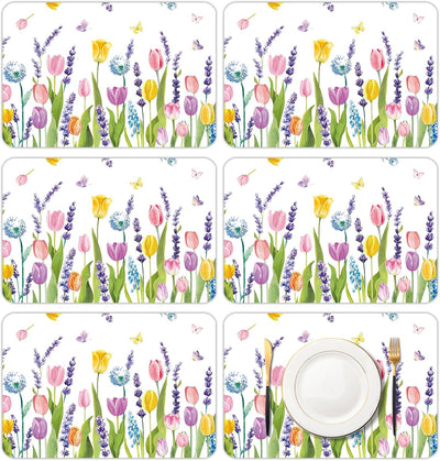 6 Manteles Tulipán Lavanda 11x16pulg Plástico Floral Boda Fiesta