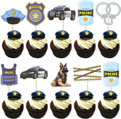 36 Pzas Decoración Cupcakes Policía Cumpleaños