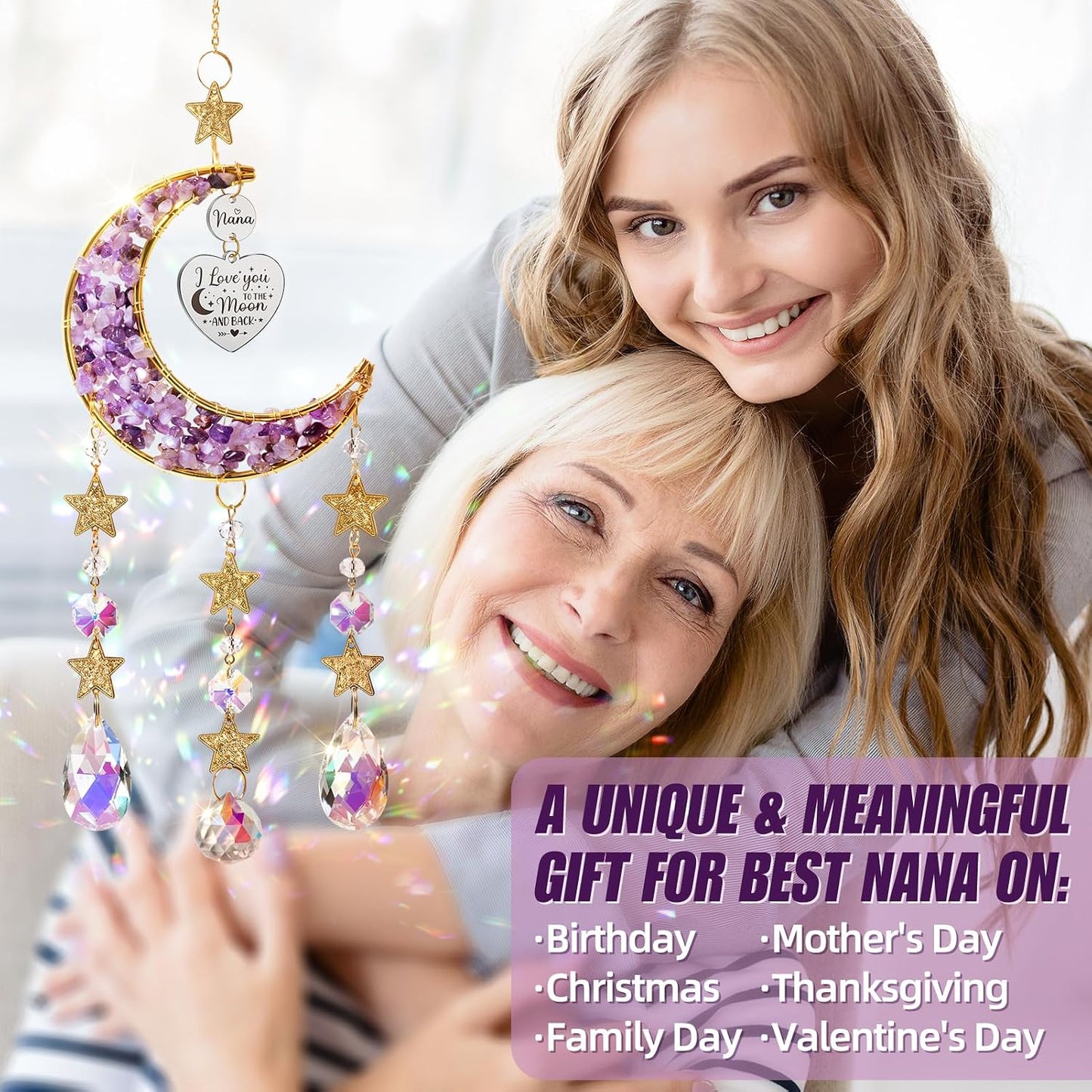 Regalo único para abuela Gigi atrapasoles cristal luna