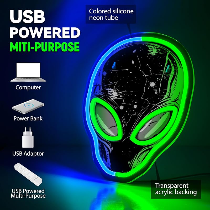 Letrero neón alienígena led atenuable decoración pared