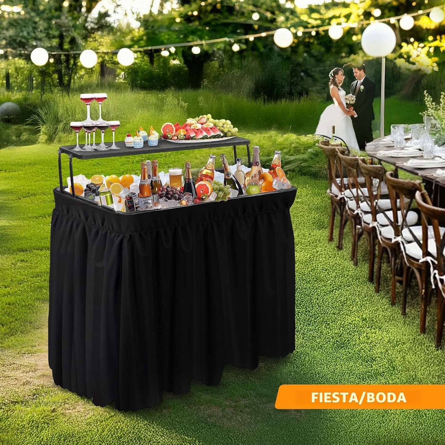 Mesa enfriadora portátil acero aleado negro