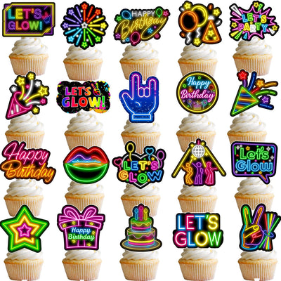 Decoración neón brillante para cupcakes fiesta cumpleaños