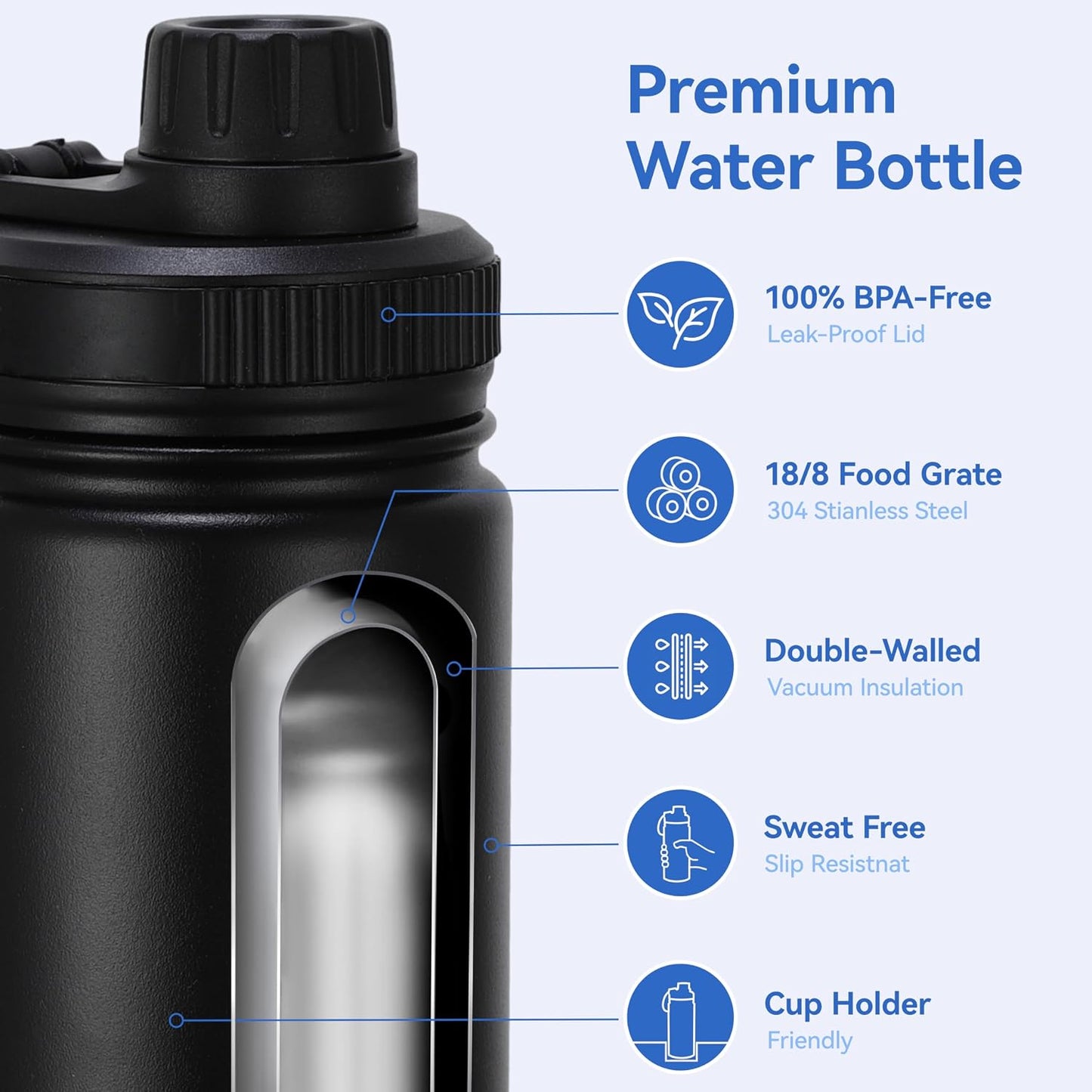 Botella agua niños acero inox 16oz doble pared sin BPA