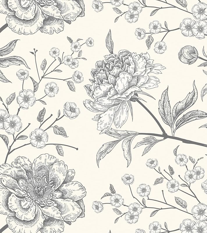Papel tapiz floral blanco 17.5x354pulg dormitorio baño
