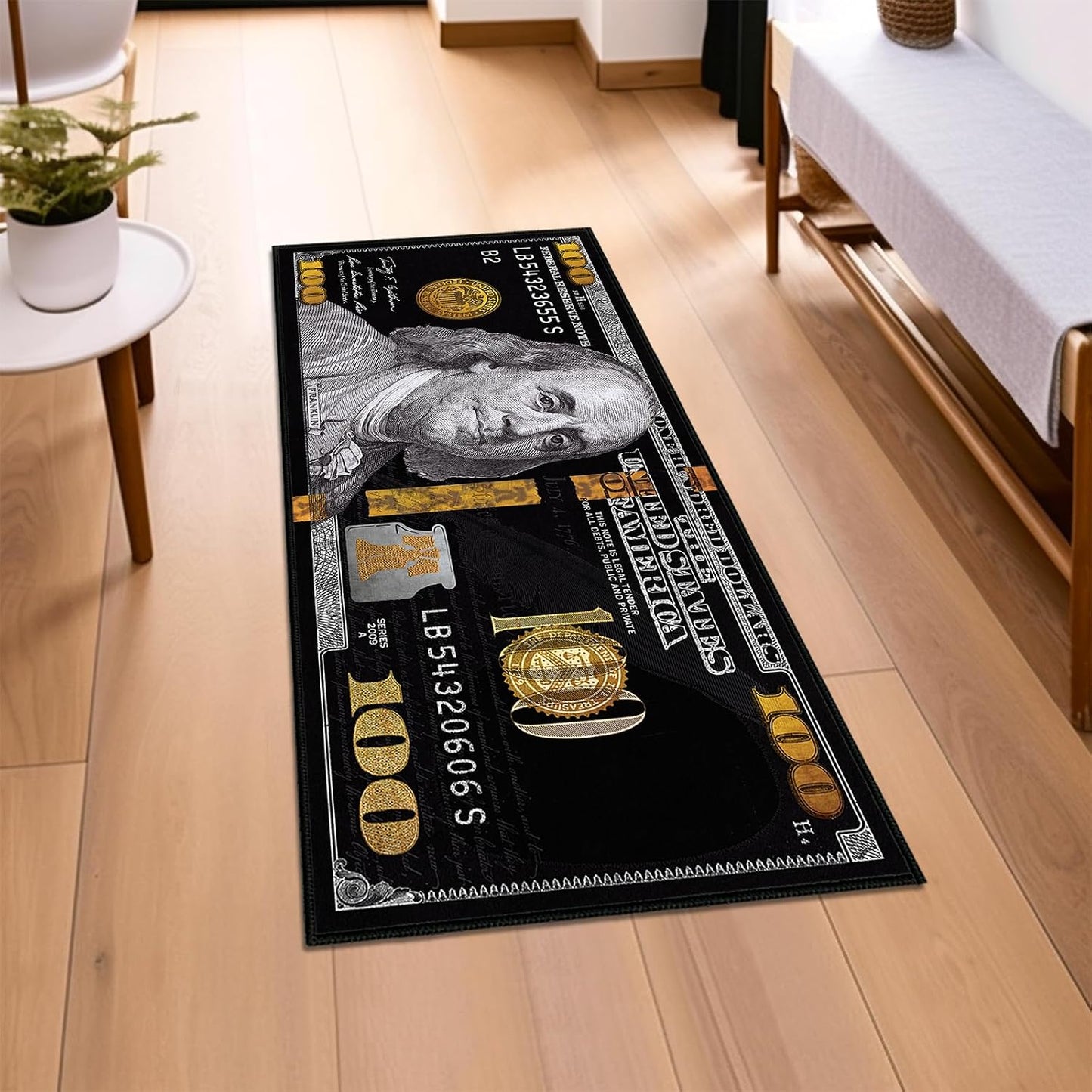 Alfombra pasillo 2x4ft 100 billetes negro antiderrap
