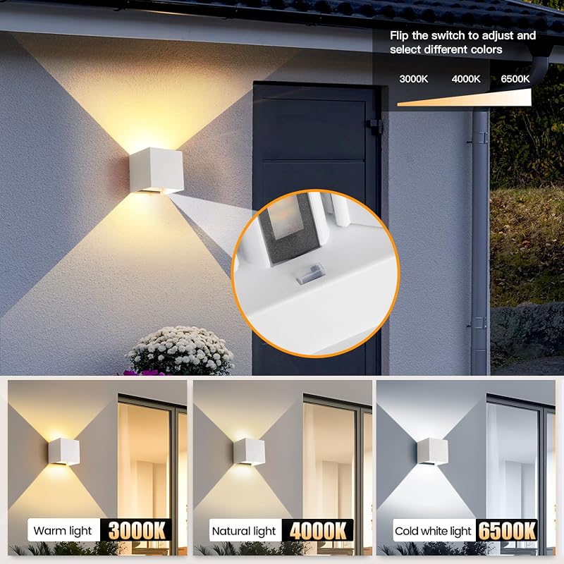 Aplique pared cuadrado blanco mate 20W 3000K-6500K IP65 ETL