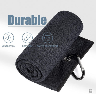 Toalla golf tri-fold 16x24pulg microfibra waffle negro