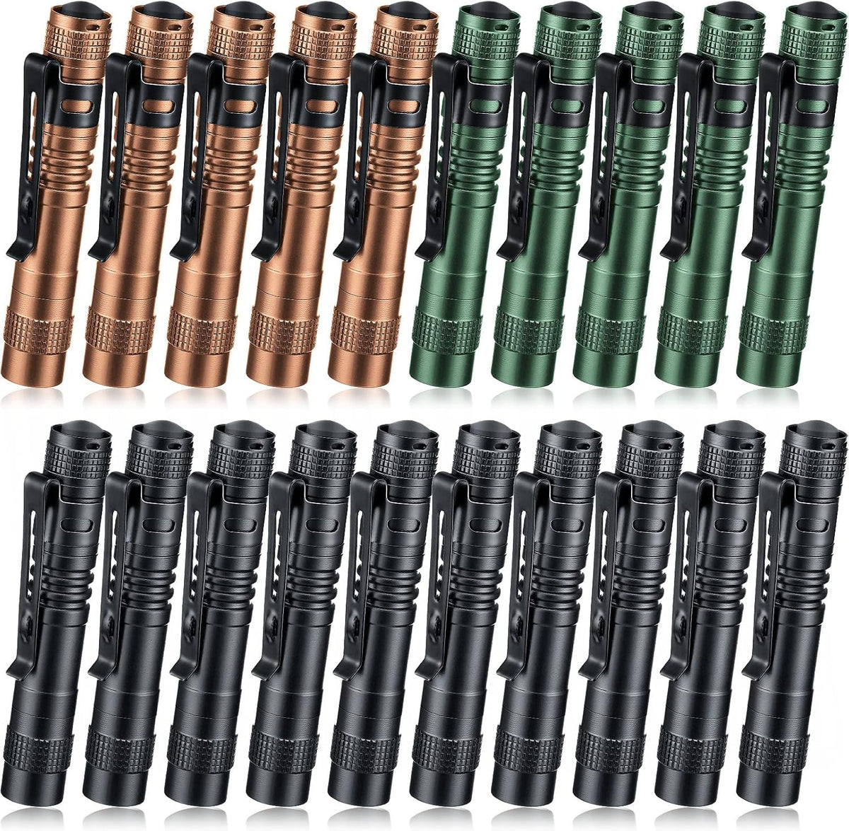 20 Linternas LED Bolsillo con Clip 3.54pulg Negro Marrón