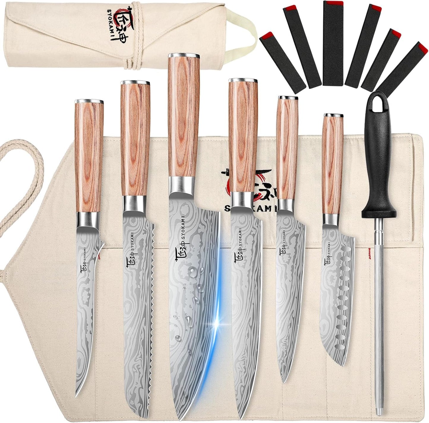 Set 14 Pzas Cuchillos Chef Acero Inox Mango Pakkawood