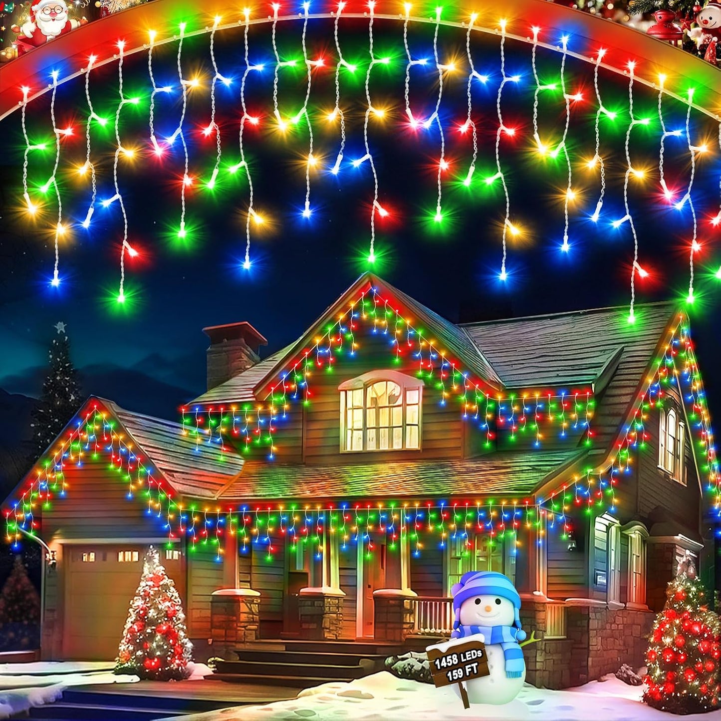 Luces Navidad exteriores 159pies 1458LED impermeables