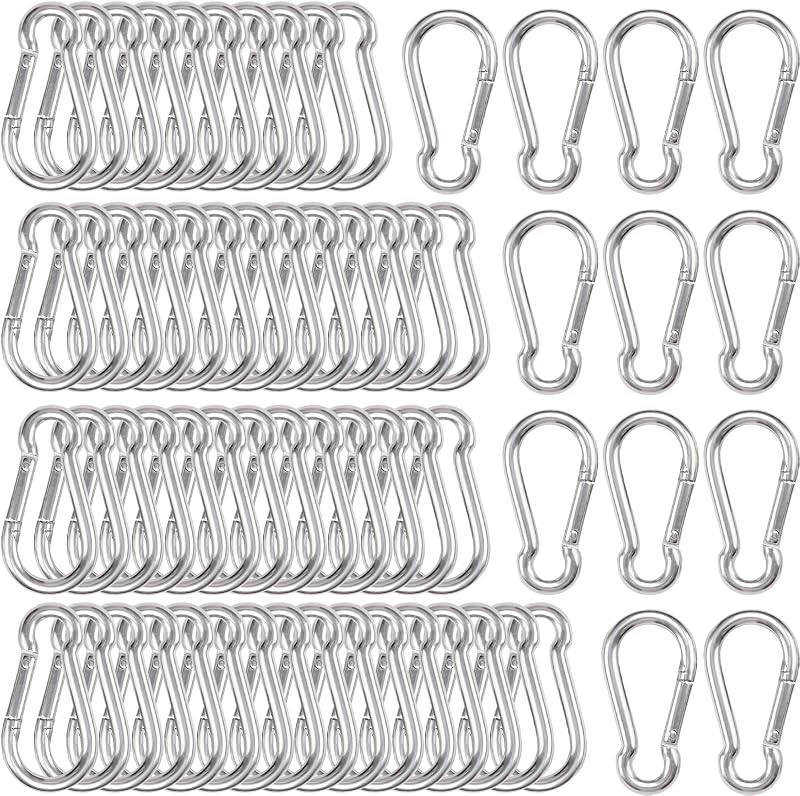 60 Pzas Mosquetón M8 3" Acero Galvanizado Resistentes