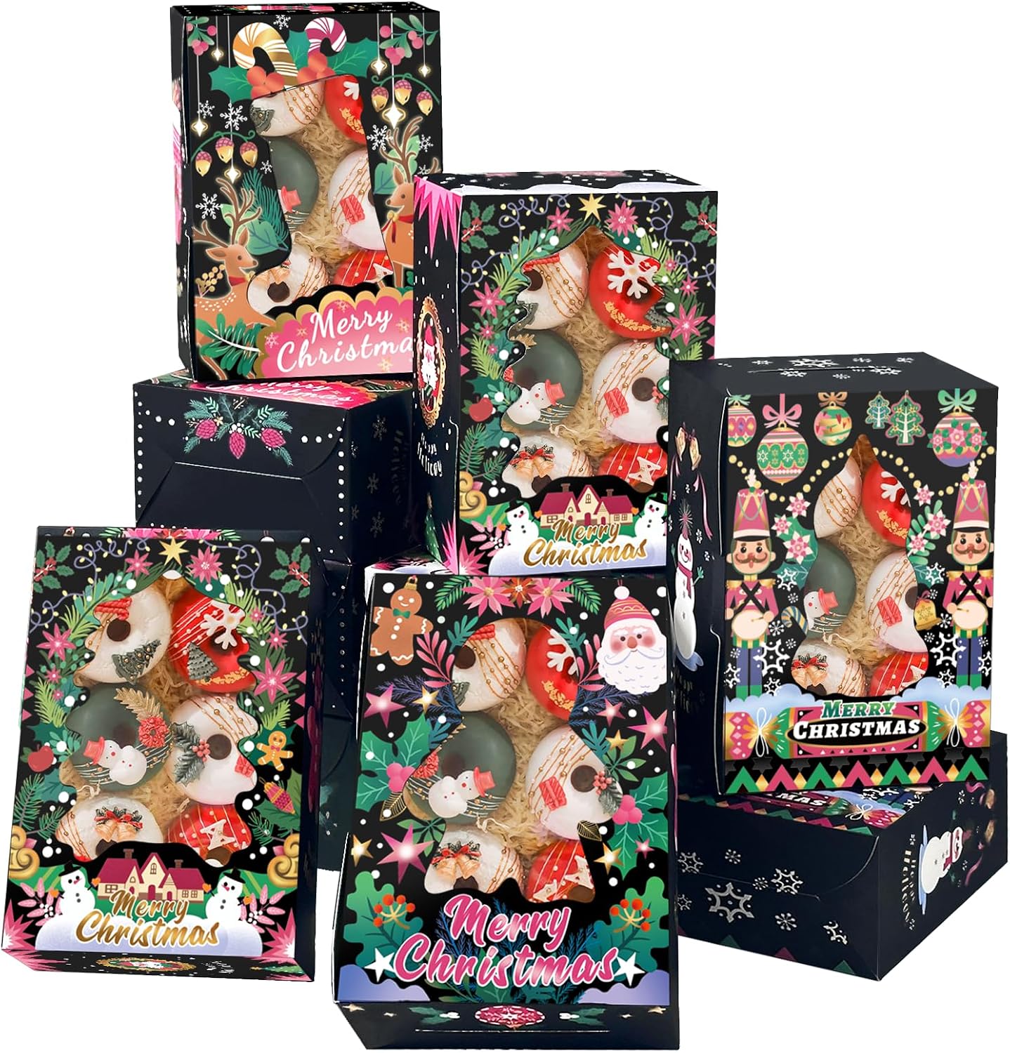 Cajas galletas navideñas con ventana 6x8pulg 12 Pzas