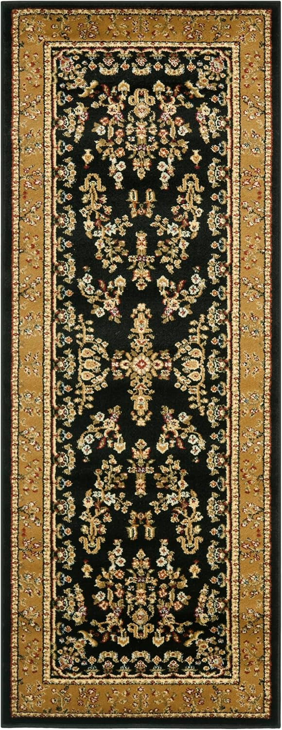 Alfombra Runner 2'3x16' Negro Tostado Diseño Oriental