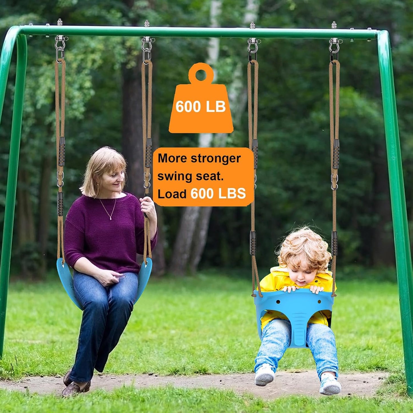 2 Asientos Columpio Niños con Cuerda Ajustable 4.2-6.7ft