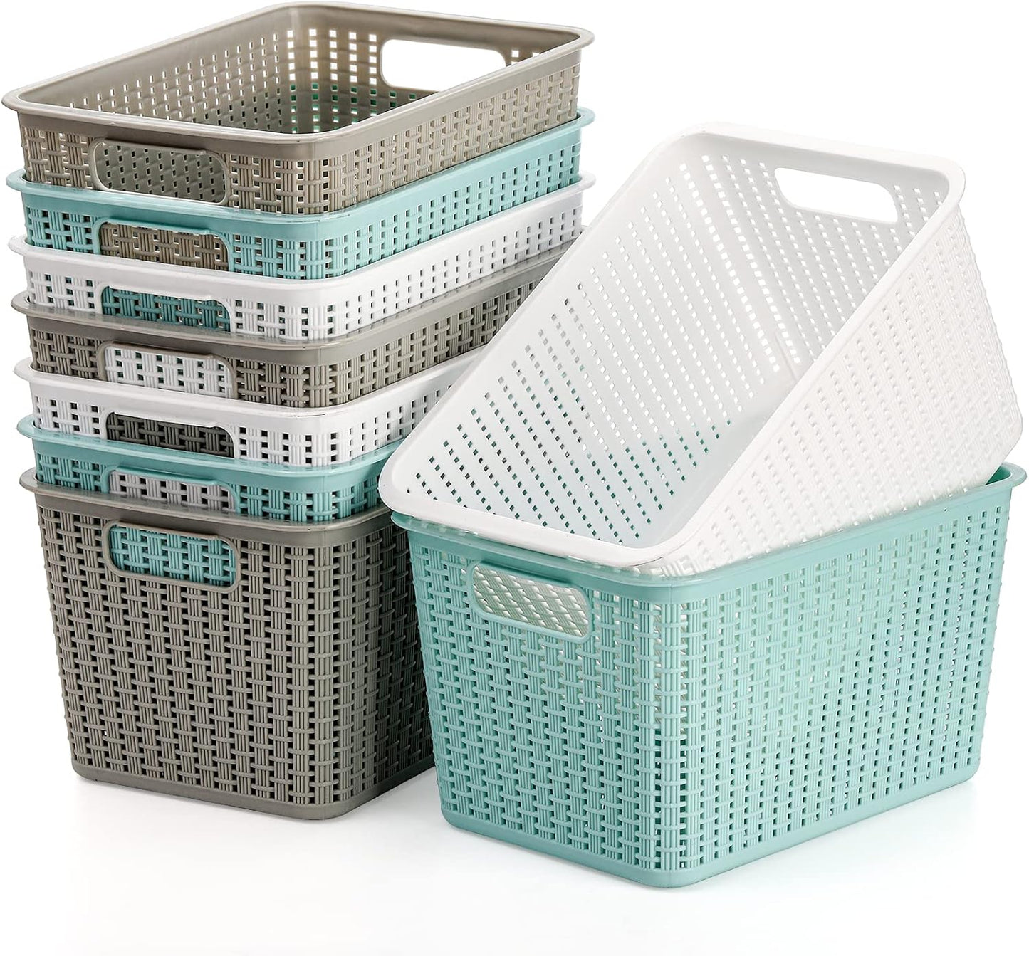 9 Cestas Plástico Organiz. 10x6.8x5.5" 3 Colores