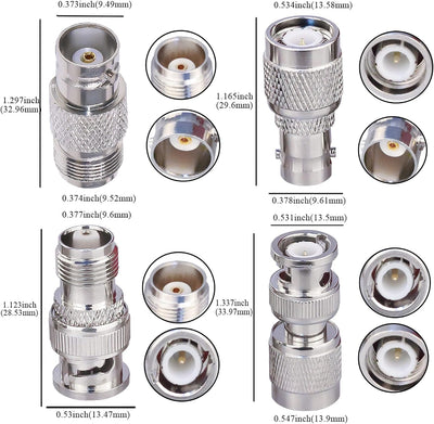 4 TNC hembra a BNC macho adaptadores coaxiales