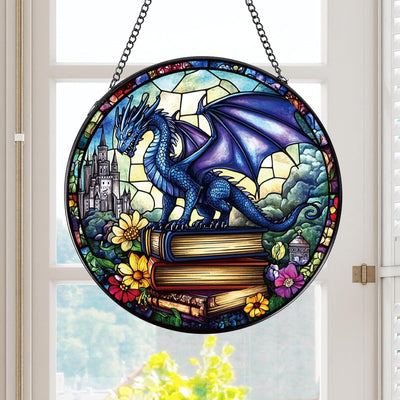 Colgante vidriera dragón para ventana decoración hogar jardín