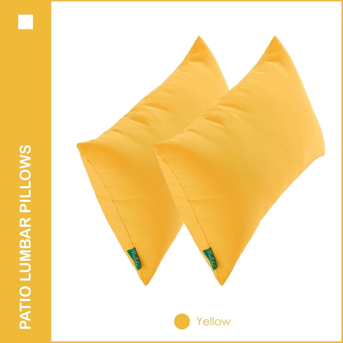 2 Almohadas Lumbares Impermeables 12x20" Color Amarillo