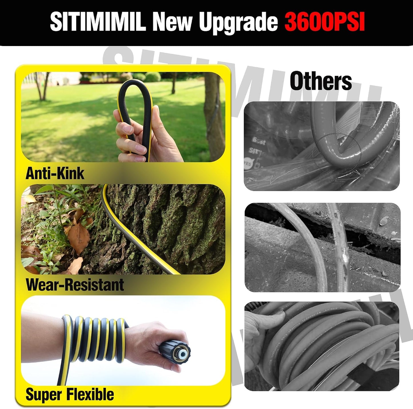 Manguera flexible lavadora 15m 3600PSI con conexiones