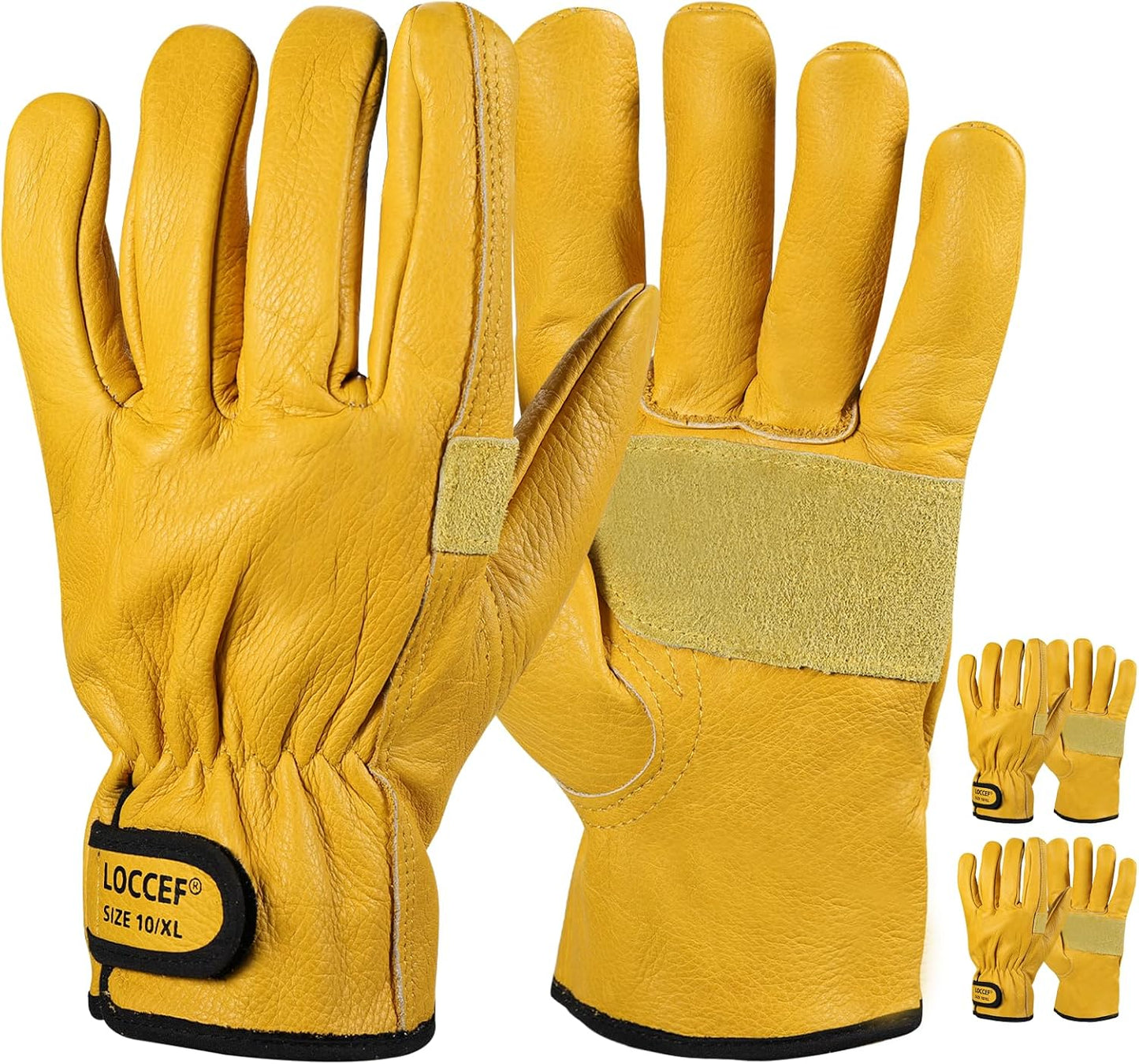 2 Pares Guantes Cuero Vaca para Hombre y Mujer