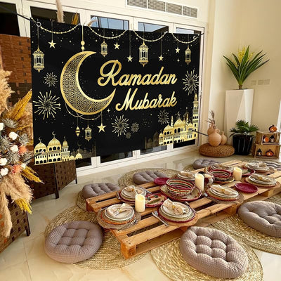 Cartel Eid Mubarak 72x44pulg decoración hogar y fiestas