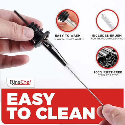 48 Vertedores Acero Inox para Alcohol Licor Vino Bar Negro