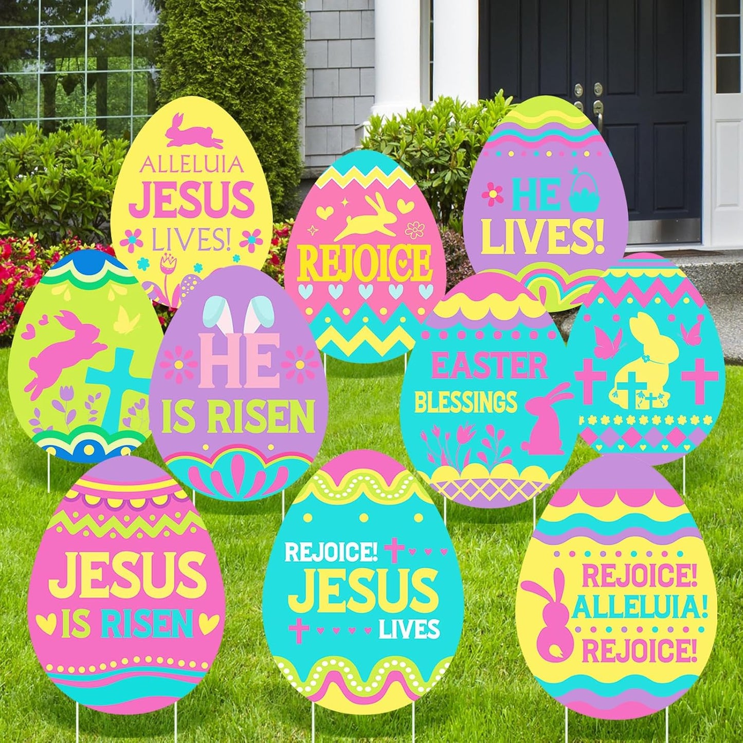 10 Pzas Decoración Pascua al Aire Libre con Estacas