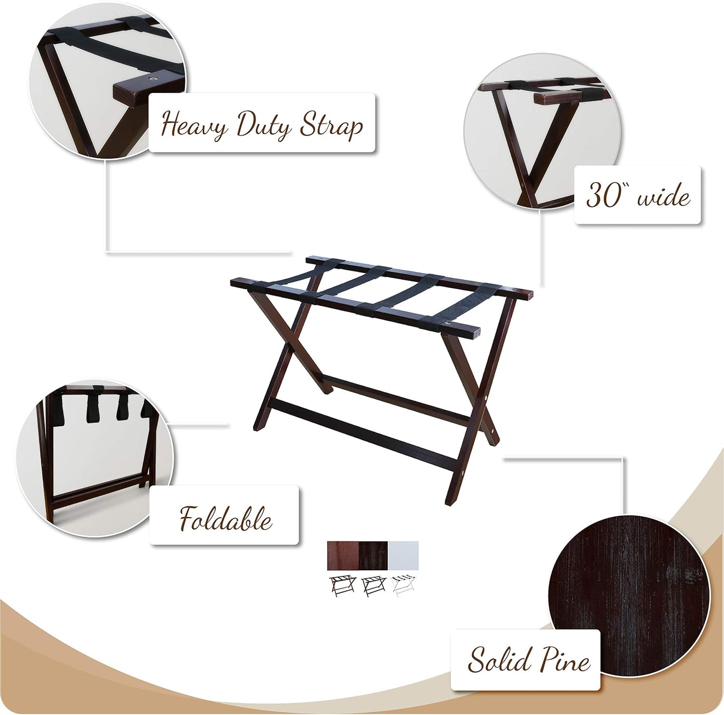 Portaequipajes extra ancho 30" nogal