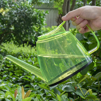 Regadera plástico 1.5L boquilla larga boca ovalada agarre comodo