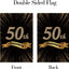 Bandera arpillera jardín 50 aniversario doble cara