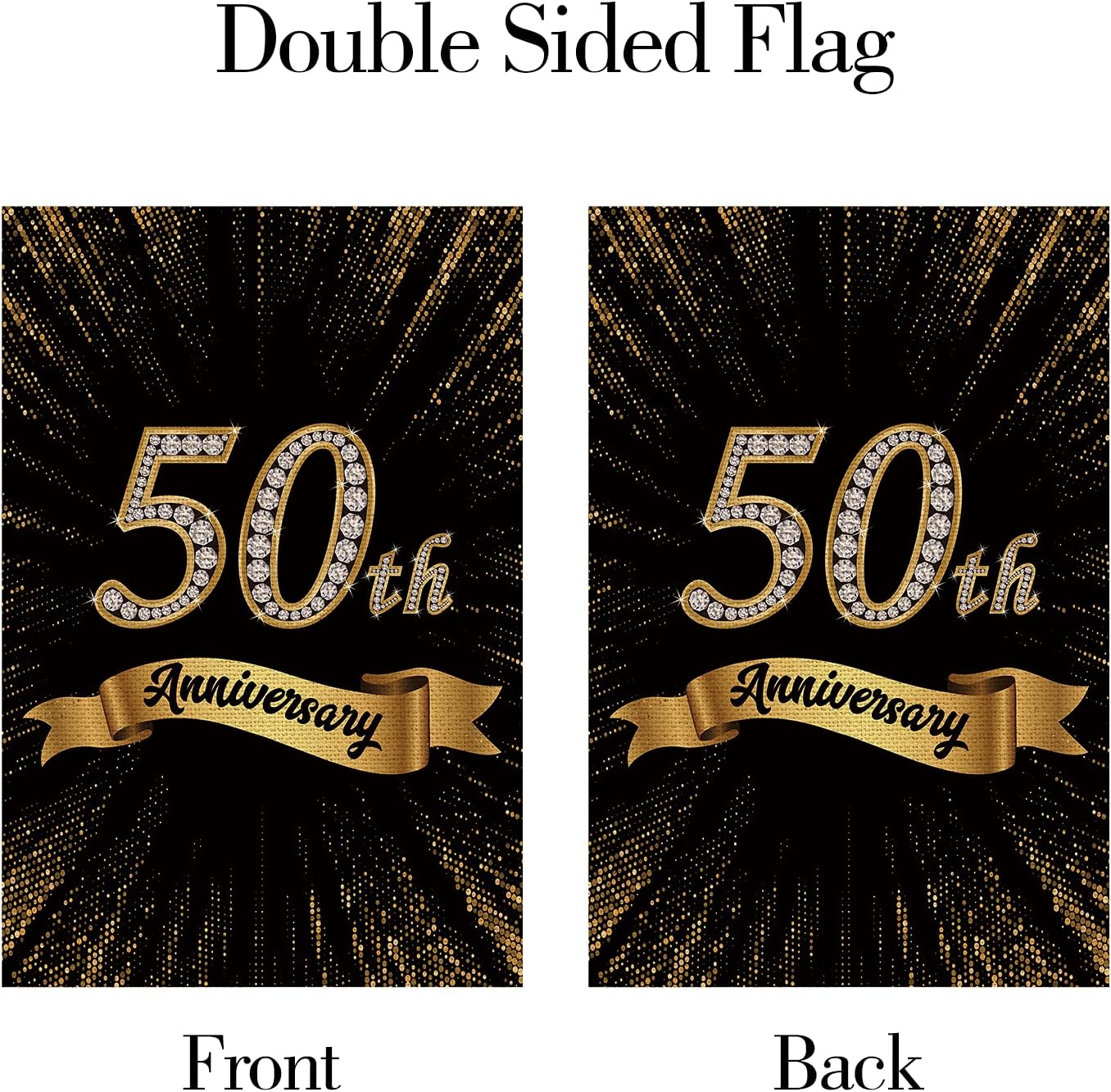 Bandera arpillera jardín 50 aniversario doble cara