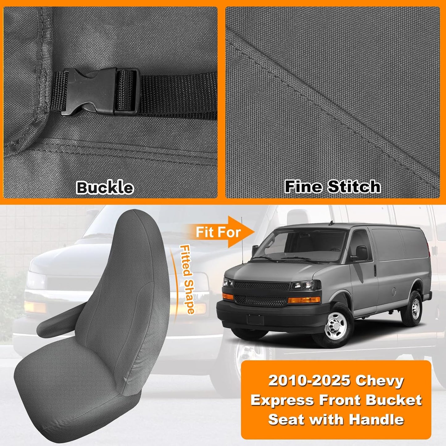 Fundas asiento Chevy Express 2010-25 gris con apertura asa