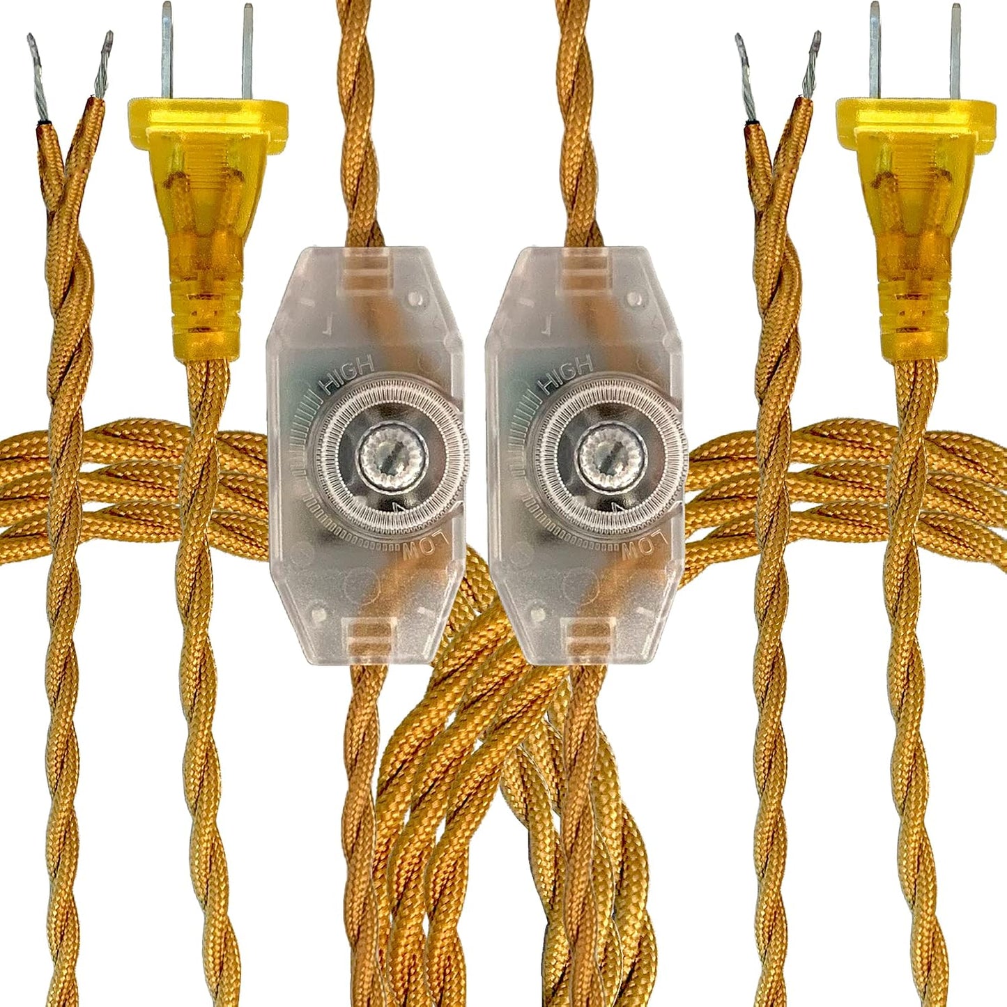 Cable lámpara rayón trenzado 8ft NEMA-15P interruptor atenuación