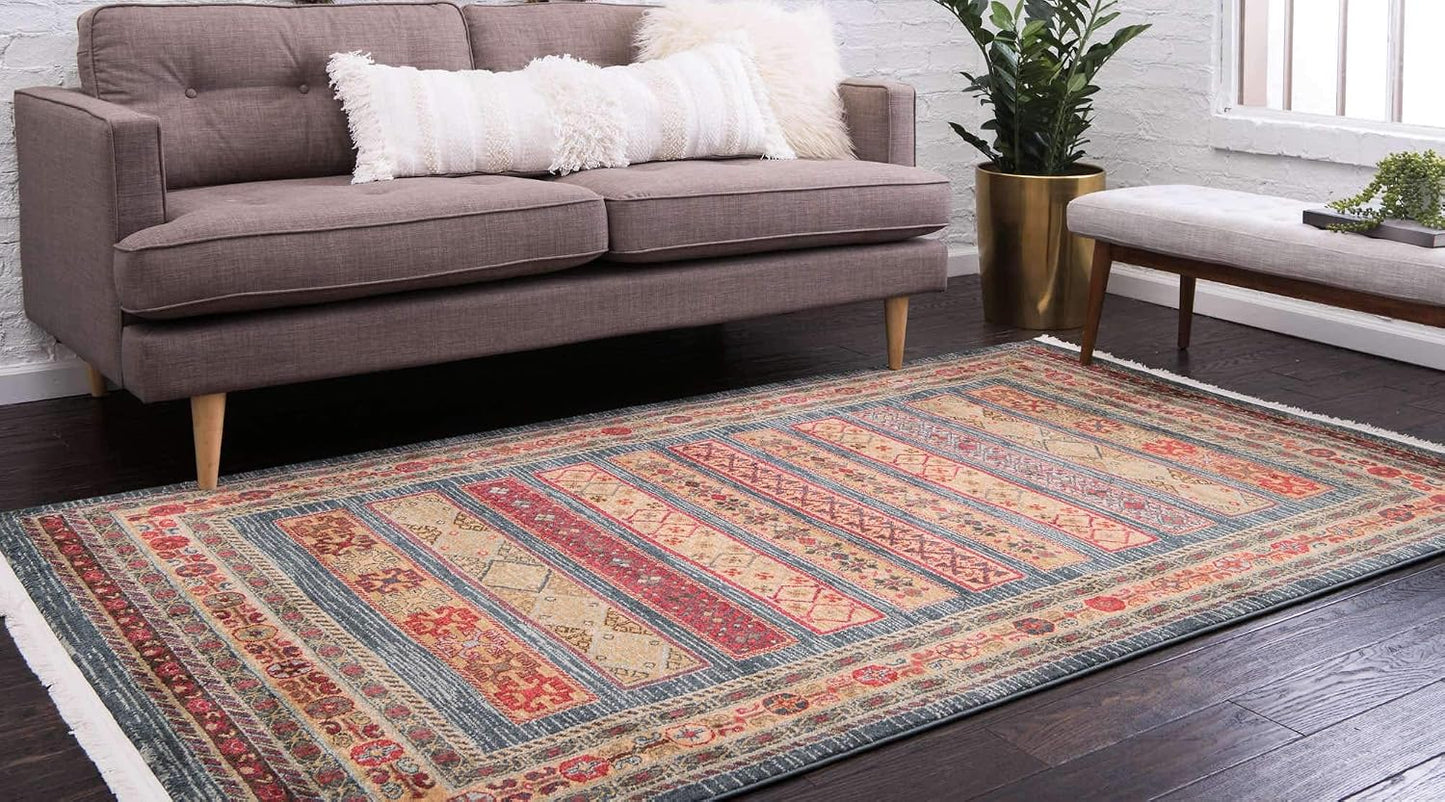 Tapete contemporáneo estampado tribal azul