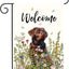 Bandera jardín diseño floral perro labrador chocolate