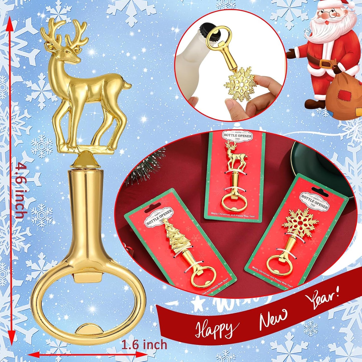 Abridor botellas metal diseño rosas juego 3 dorado