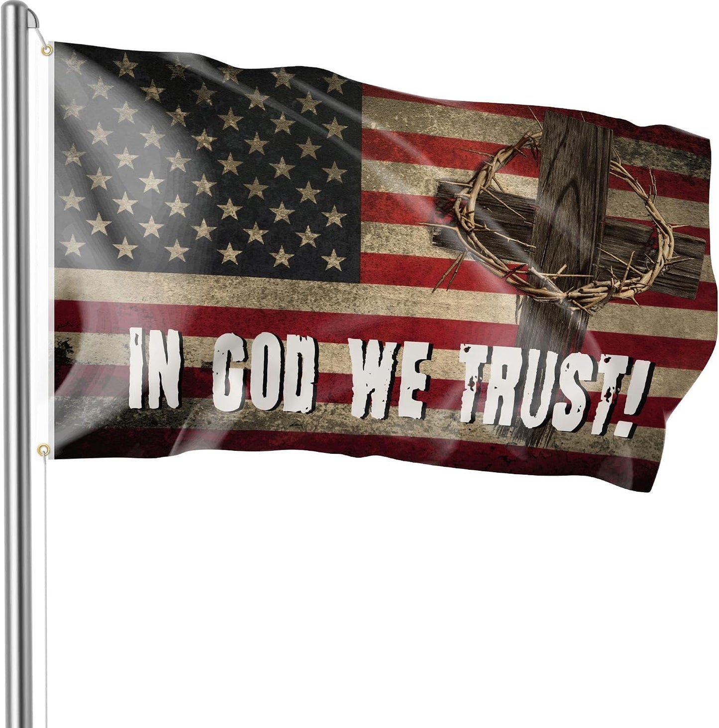 Banderas USA 3x5ft doble cara texto In God We Trust