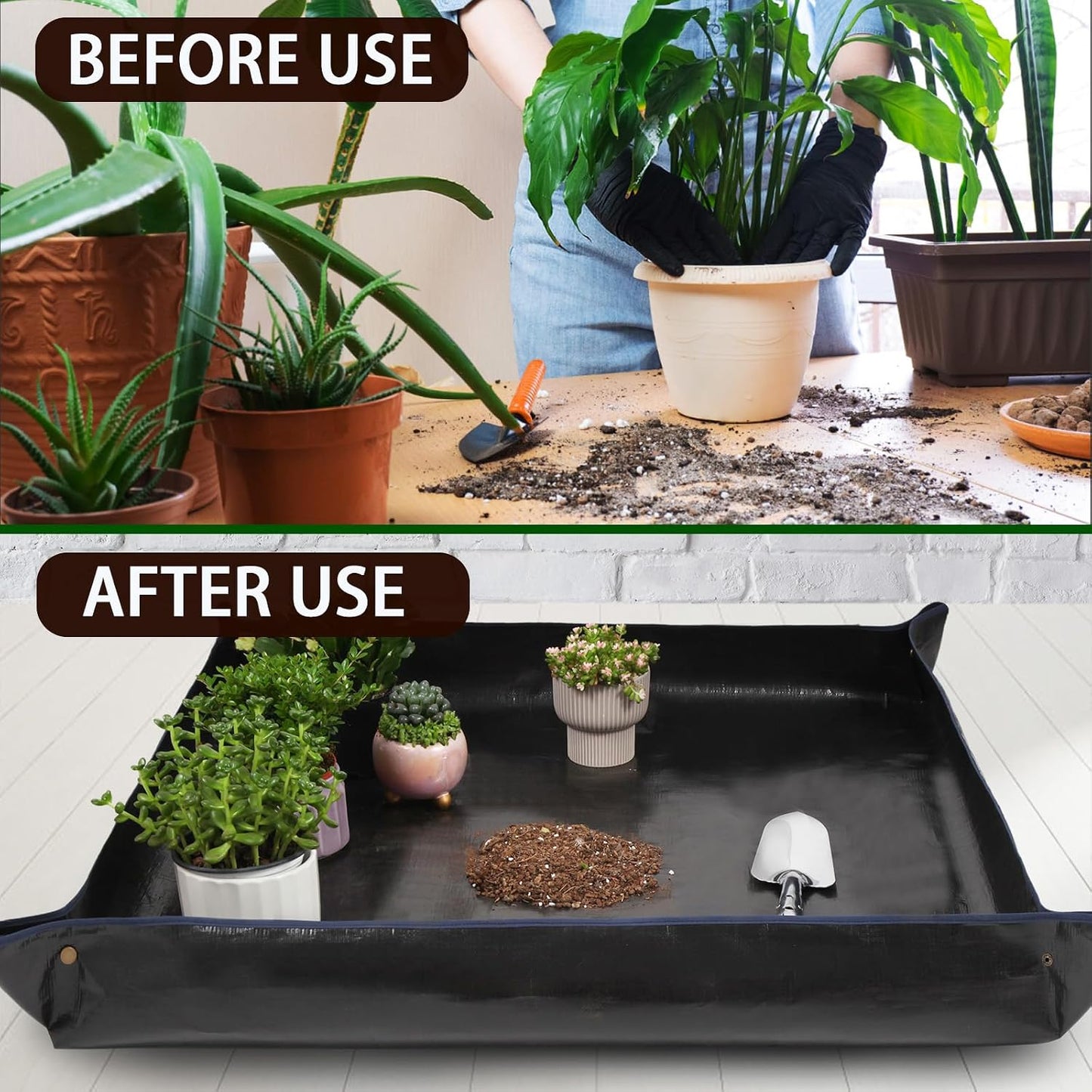 Tapete trasplante plantas 39.4x39.4pulg impermeable plegable